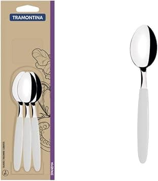 TRAMONTINA Since 1911 Made In Brazil Ipanema stainless steel teaspoon set with white polypropylene handles, 3 pcs on Amazon.ae - Price Tracker