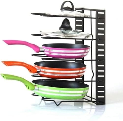 Pan and Pot Organiser Rack, Black Metal, Kitchen Storage, Holds Pans and Lids, Space Saving Design on Amazon.ae - Price Tracker