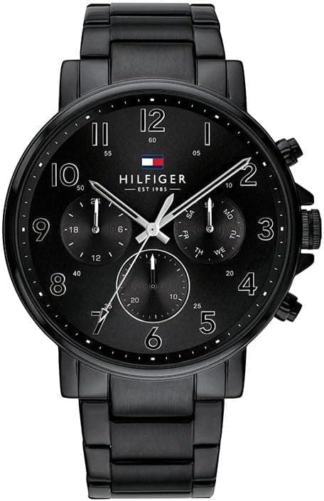 Tommy Hilfiger Men's Quartz Stainless Steel and Bracelet Dressy Watch, Color: Black (Model: 1710383) on Amazon.ae - Price Tracker