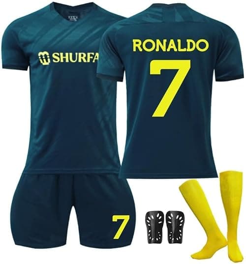 2022/23 Away ANF Football Jersey Kit– RONALDO #7 Signed Edition–Soccer Uniform Set with Shorts,Socks&Knee Pads–Athletic Training Gift for Men,Youth&Boys(16–3XL) على Amazon.ae - متتبع الأسعار