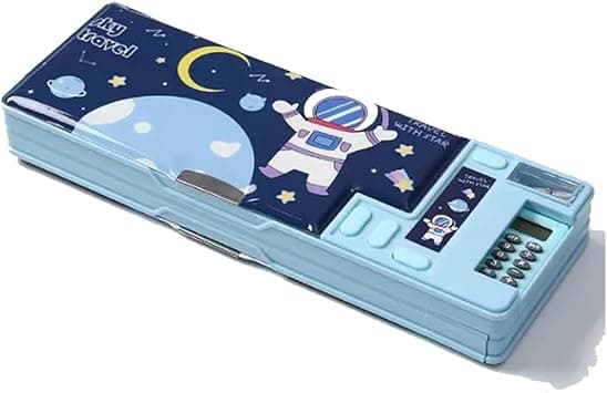 OBABO [Upgrade] Pop Up Multifunction Pencil Case for Kids, with Calculator Sharpener Cute School Supplies Multifunction Stationery Organizer Space Gift for Kids Teens (Blue) - Best Deal Finder