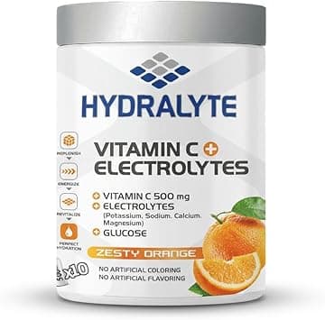Hydralyte Vitamin C + Electrolyte Hydration Sports Drink Powder Orange Flavor Jar, 200 Gm | 20 Servings Per Container (250ML) | Natural Electrolyte Replacement Supplement | Fast Rehydration on Amazon.ae - Price Tracker