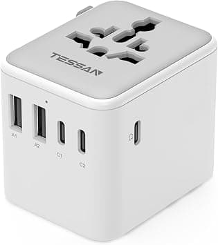 TESSAN Universal Adapter, Worldwide Travel Plug Adaptor with 2 USB A and 3 USB C Ports, International Travel Adapter for EU, UK, USA, AU, Power Socket Charger for Multi Countries on Amazon.ae - Price Tracker