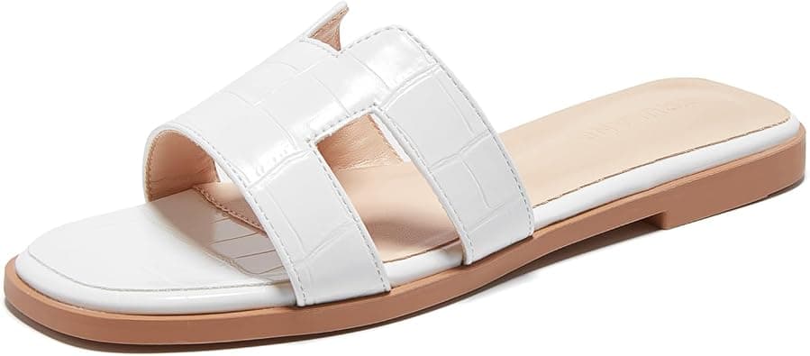 TRULAND H Strap Flat Slide Sandals for Women - Cute Fashion Open Toe Summer Dressy Sandals على Amazon.ae - متتبع الأسعار