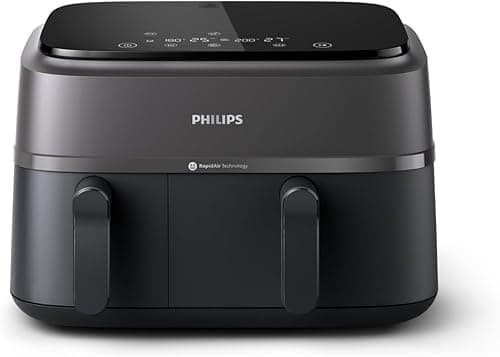 Philips Dual Basket AirFryer 3000 Series - 2750W, 9L Capacity, 2 Basket Drawers, 8 Presets Touchscreen, Black - NA350/00 on Amazon.ae - Price Tracker