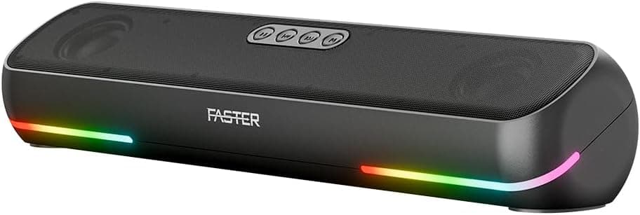 Faster Ryzo Z16 Soundbar-16W Wireless Sound Bar 415x133x100mm Bluetooth 5.3 EDR 5H Playback RGB Light TWS- Portable Speaker USB AUX, TF Card- Hands-Free Call 360° Surround Sound (Charcoal Grey) on Amazon.ae - Price Tracker