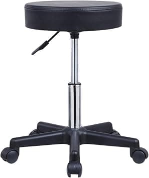 KKTONER Round Rolling Stool PU Leather Height Adjustable Swivel Drafting Work SPA Salon Stools Chair with Wheels Black on Amazon.ae - Price Tracker