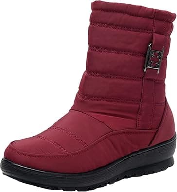 Mid Calf Boots For Women Snow Boots For Women Waterproof With Warm Fur Lining Womens Winter Non-slip Booties Comfortable Waterproof Ski Boots Insulated Booties Cotton Shoes on Amazon.ae - Price Tracker