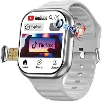 4G Smartwatch, 2.2" Display, 8MP Camera, SIM Card Slot, Unisex with 3 Straps, Silver on Amazon.ae - Price Tracker