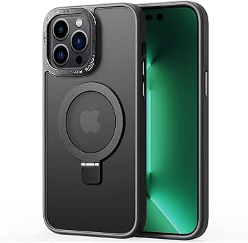 Magnetic Case Compatible with iPhone 15 Plus,Translucent Matte Back Non-slip Phone Cover Protective Shockproof with Stand,Black على Amazon.ae - متتبع الأسعار