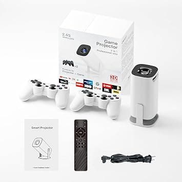 F300 Max 2-in-1 Gaming Projector with Joysticks, 4K Resolution, 64GB Storage, 10,000+ Games, Android OS, Wi-Fi, and Video Game Console Features على Amazon.ae - متتبع الأسعار