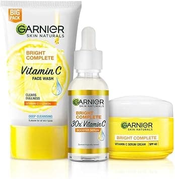 Garnier Vitamin C Regime Pack (Bright Complete Facewash 150g, Serum 30ml, SPF40 Cream 45g) - Best Deal Finder