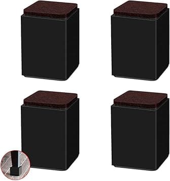 Square Furniture Risers Legs,Carbon Steel Couch Sofa Legs,Self-Adhesive Replacement Legs for Bed/Dining Table/TV Cabinet/Cupboard,Capacity 2000kg,Black,Set of 4 (4x4x5.2cm) on Amazon.ae - Price Tracker