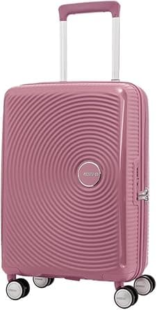 American Tourister Curio (Soundbox) Suitcase, Cabin Size 55 cm / 20 inch, 4 Spinner Wheels, Hard Top, Polypropylene, Peach Blossom|DuoSaf™ Zipper|TSA 008-3 Years International Warranty on Amazon.ae - Price Tracker