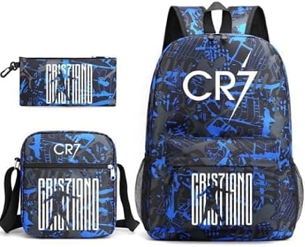 Jarttarn 3PCS Backpack Set,CR7 Football Backpack,Large Capacity Casual Backpack with Lunch Bag and Pencil case for Boys Girls (HS) on Amazon.ae - Price Tracker