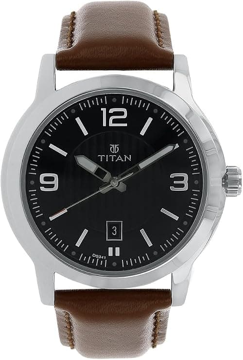 Titan Neo Men's Quartz Analog Watch | Patterned Black Dial with Brown Leather Strap | Date Display | Professional & Casual Lifestyle Watch - 1730SL02 on Amazon.ae - Price Tracker