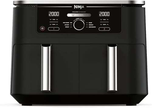 Ninja Foodi Dual Zone Air Fryer 2 Drawers, 6 Cooking Functions, 9.5L Capacity, Black, AF400ME, 2 Years Warranty on Amazon.ae - Price Tracker
