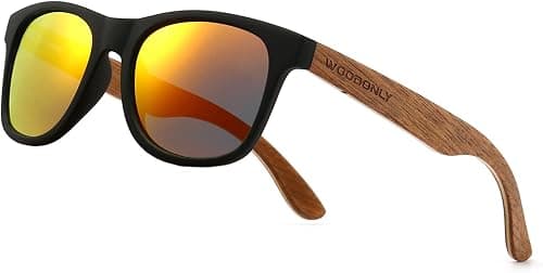 Retro Wood Polarized Sunglasses - Cool Style Matte Finish Frame with Wooden Temple for Men and Women Perfect Gifts on Amazon.ae - Price Tracker