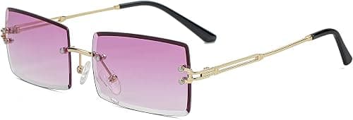 Rimless Rectangle Sunglasses For Women Men Fashion Frameless UV400 Protection Lens Glasses على Amazon.ae - متتبع الأسعار