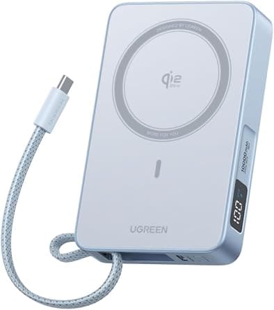 UGREEN MagSafe Power Bank Qi2 25W 10000mAh, Built-in USB C Cable | fastest 25W wireless, PD 30W wired, flight-safe, high-capacity, smart display, strong magnetic hold, MagFlow Series - متتبع أسعار Amazon.sa