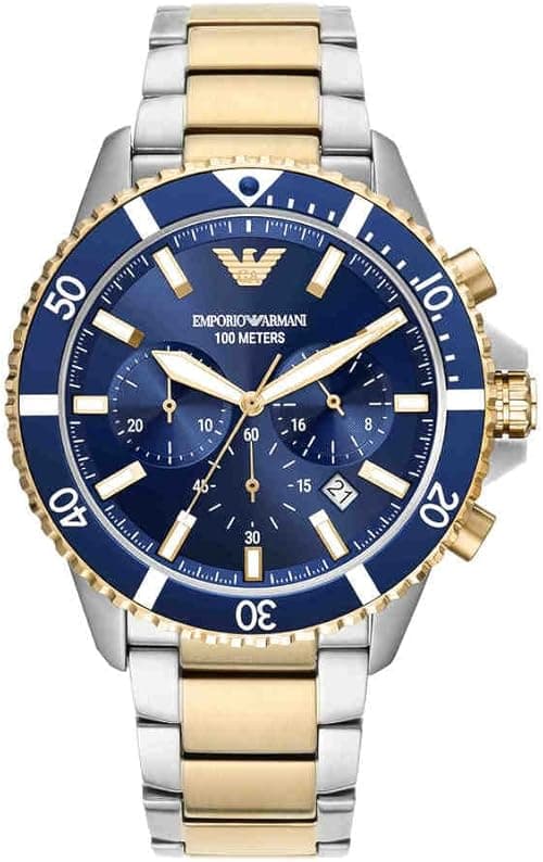 Emporio Armani Watch for Men, Quartz 3 sub dial Chronograph Movement and 43mm Case Size with Stainless Steel Strap on Amazon.ae - Price Tracker