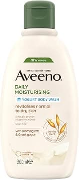 Aveeno Daily Moisturizing Yogurt Body Wash, Gentle Body Wash With Soothing Colloidal Oatmeal And Probiotic Greek Yogurt, Vanilla Scented Body Cleanser for Sensitive Dry Skin - 300ml - Best Deal Finder