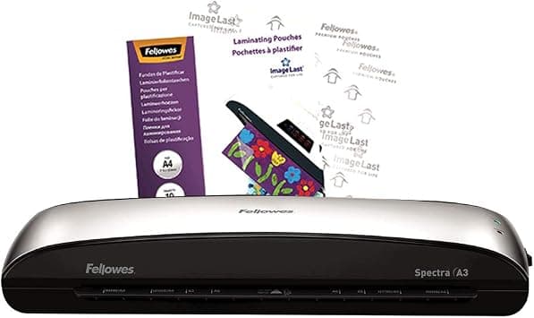 Fellowes Spectra A3 Home Office Laminator, 80-125 Micron, Including 10 Free Pouches, black, grey - Best Deal Finder