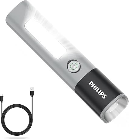 Philips Portable Torch with Camping Light, 200LM LED Flashlight Rechargeable, 4 Lighting Mode, 150M Coverage, Anti-Drop Handheld Flash light for Indoor, Outdoor, Camping, Hiking, Emergency Light on Amazon.ae - Price Tracker