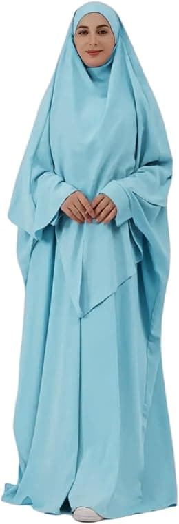 عباية صلاة انيقة ومحتشمة للنساء | فستان صلاة اسلامي | حجاب اسلامي من قطعتين | فستان حجاب كامل الطول، جلباب من قطعتين - اساسيات العمرة - طقم صلاة - دليلك لأفضل العروض