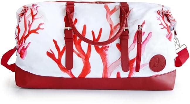 Anemoss MARINE COLLECTION Travel Bag, Gym Bag for Women and Men, Weekender Bag, Tote Bag with Zipper, Duffel Bag, Sports Bag, Travel Tote Bags, Large Capacity, 50 L (Coral) on Amazon - Best Deal Finder