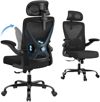 Ergalithic Office Chair - Ergonomic Office Chair Home Office Desk Chair - Gaming Chair Computer X-Shaped Chair Mesh with Adjustable Lumbar Support with Headrest Flip-Up Arms for Long Hours (Black) على Amazon.ae - متتبع الأسعار