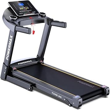 PowerMax Fitness TDM-96 (4HP Peak) Motorised Treadmill for Home Use [ Max User Wt. 110kg | LCD Display | Bluetooth for Music & Mobile App | 3 Level Manual Incline ] Free (DIY) Installation Assistance on Amazon - Best Deal Finder