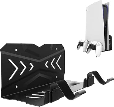 PINKE Hidden Wall Mount for PS5, Accessories Playstation 5 Digital, Disc Edition Console Floating Shelf Behind TV with 2 Detachable Controllers Holder Metal Rack, Solid Iron Stand Kit, Easy Install on Amazon.ae - Price Tracker