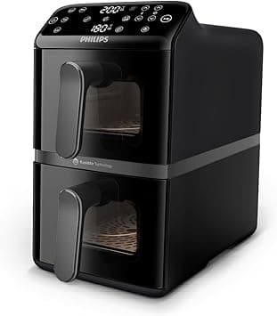 Philips Stacked Dual Basket Airfryer - 5L + 5L, 2 Stacked Basket Drawers, 6 Preset Functions and 13 ways to cook, Touchscreen, Black - NA460/09 on Amazon.ae - Price Tracker