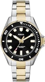 Fossil Dalton Three-Hand Stainless Steel Wrist Watch for Men, Black/Gold/Silver - Best Deal Finder
