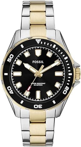 Fossil Dalton Three-Hand Stainless Steel Wrist Watch for Men, Black/Gold/Silver - Best Deal Finder