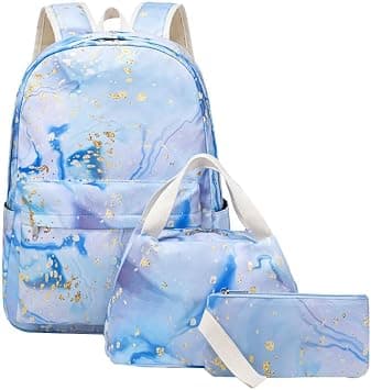 JiaYou Girls Women 3PCS Junior Middle School Daypack Backpack with Lunch Bag Pencil Case Fit for School Work Travel, Light Blue, 19 Liter, Daypack Backpacks على Amazon.ae - متتبع الأسعار