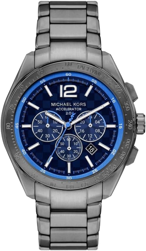 Michael Kors Accelerator 2.0 Round Shape Chronograph Quartz Watch for Men, 44 mm Diameter, Grey/Blue on Amazon.ae - Price Tracker
