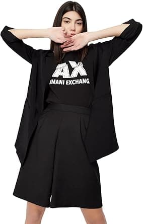 A|X Armani Exchange womens Studded Logo Slim Fit Scoop Neck Tee T-Shirt on Amazon.ae - Price Tracker
