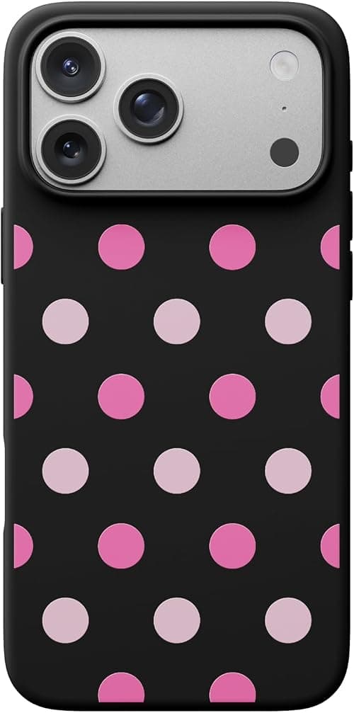 ORNARTO Case for iPhone 17 Pro Max (6.9") - Liquid Silicone Anti-Skid Full Protection Shockproof Full Protection Soft Microfiber Interior - Black and Pink Polka Dot على Amazon.ae - متتبع الأسعار