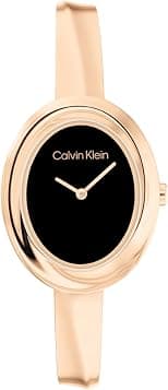 Calvin Klein TWISTED BEZEL WOMENS BLACK DIAL IONIC PLATED ROSE GOLD STEEL Watch - 25100057 - Best Deal Finder