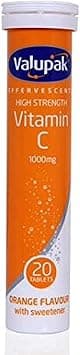 Valupak Vitamin C Effervescent 1000 mg - Orange Flavour (20 Tablets) - Best Deal Finder