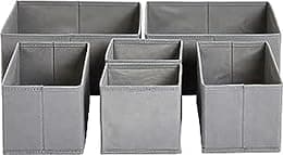 Amazon Basics Cloth Drawer Storage Organizer Boxes, Set of 6, Gray - متتبع أسعار Amazon.sa