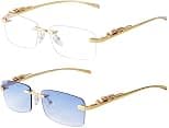 Small Narrow Rimless Sunglasses Fashion Frameless Rectangle 90s Tinted Glasses Shades for Women Men - Best Deal Finder