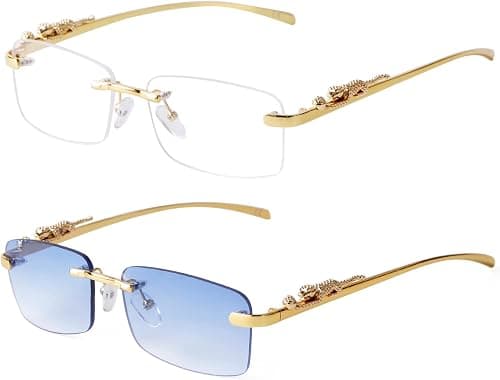 Small Narrow Rimless Sunglasses Fashion Frameless Rectangle 90s Tinted Glasses Shades for Women Men على Amazon.ae - متتبع الأسعار