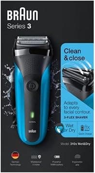Braun Series 3 Men's Electric Shaver with 3 Flexible Blades, 30 Minutes Battery Life, Electric Wet and Dry Shaver for Men - 310s, Blue - Best Deal Finder