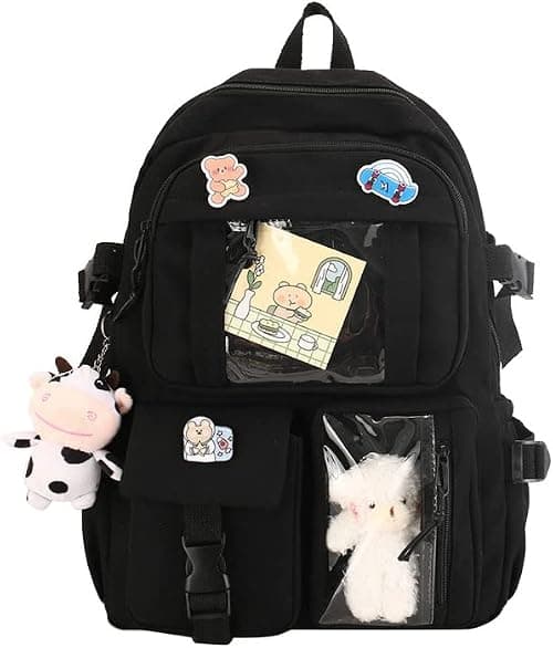 School bag, school bag leisure backpack middle school student laptop backpack, waterproof backpack, suitable as school bag, accessories plush pendant على Amazon.ae - متتبع الأسعار