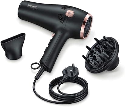 BEUrer Style Pro HC 55 Hair Dryer With Cable Rewind | 2000-Watt Hair Dryer With Integrated Ion Function | Slim Nozzle Attachment | Volume Diffuser Attachment | 3 Heat Settings | 2 Speed Settings - Amazon.ae Price Tracker