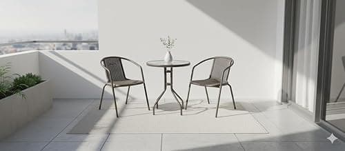 Vital Garden Dining Set 3 Piece Outdoor Furniture Patio Dining Table and Chair Balcony Dinner Table Dinner Chair Poly Rattan Anthracite & Grey on Amazon.ae - Price Tracker