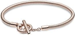 PANDORA Pandora Moments T-Bar Snake Chain PANDORA Rose Charm Bracelet - Best Deal Finder
